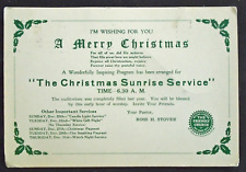 Church Invitation, Christmas Sunrise Service, Philadelphia, mailed 1954 picture