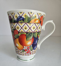 VTG 1997Roy Kirkham Evesham  Colorful Fruits Footed Mug 8 Oz  Bone China England picture