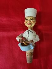 ANRI Mechanical Chef Mixes Bowl Bottle Stopper Wood Vintage Puppet Barware Italy picture