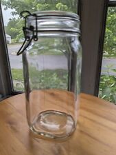 Vintage Fidenza Made In Italy Hinged 1 1/2 Lt  Glass Jar picture
