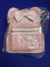 Loungefly Disney Minnie Mouse Cotton Candy Pink Sequin Mini Backpack NWT picture