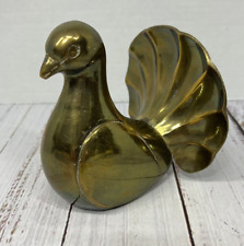Vtg Solid Brass Dove/Pigeon Heavy Paperweight Figurine Made In India picture