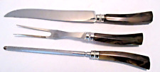 MCM Crown Crest Sheffield England Three Piece Stainless Carving Set  picture