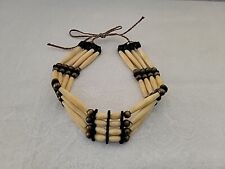 Genuine Vintage Four Row Bone HornPipe  Sinew Necklace picture