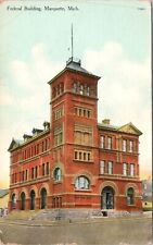 C.1909 Marquette MI Federal Building From Street Michigan Postcard A412 picture