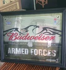 Budweiser Salutes Armed Forces Miltary Beer Framed Mirror Sign Very Rare Read picture
