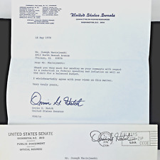 1978 ORRIN HATCH LETTER US Senator Senate Utah Signed Inflation Budget Vintage picture
