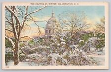 Postcard The Capitol in Winter, Washington DC Vintage Linen picture