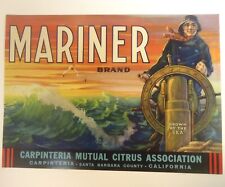 Vintage ORIGINAL Crate Label Mariner Brand Orange Citrus Label Ocean Scene picture