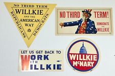 Lot 4 Vintage 1940 Wendell Willkie Presidential Campaign Decals picture