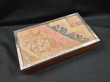 Peruvian Wood Box Pre Columbian Textile Fragment 925 Sterling VTG Chancay Peru picture