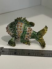 Green & Topaz Tropical Fish Bejeweled Trinket Box Engagement Ring Surprise picture