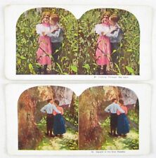 Lot of 2 Antique COLOR Stereoview Cards, Couples picture