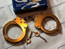 Real 24k Gold Plated Custom Peerless Handcuffs Model 700    ((( MSRP $170.00 ))) picture