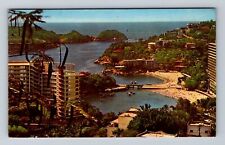 Acapulco-Mexico, Caletilla and Cove, Antique Souvenir Vintage Postcard picture