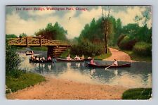 Chicago IL-Illinois, The Rustic Bridge, Washington Park, Vintage c1911 Postcard picture