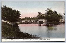 Postcard East Northfield MA Massachusetts Wanamaker Pond and Bridge picture