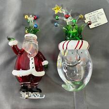 Acrylic Jester Hat Santa Claus Christmas Ornaments Dept 56 Lot of 2 picture