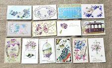 22 Antique Vintage Postcards With Violets Flowers Many Embossed picture