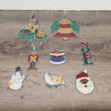 Lot 8 VTG Stained Glass Style CHRISTMAS Sun Catchers Window Hangings/ORNAMENTS picture