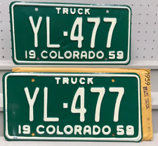 1959 NOS Colorado State Truck License Plate Pair Plates YL-477 Cripple Creek picture