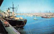 San Pedro CA California, Los Angeles Harbor Port Inner Channel, Vintage Postcard picture
