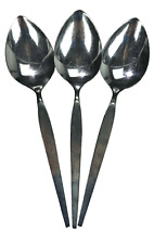 3 Oneida Satinique Community Stainless Steel Soup Spoons 7” Mid Century Modern picture
