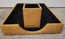 Levenger Leather 2004 Osteria Desk Collection Pen Cup Holder Letter File Tray picture