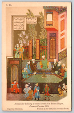 c1960s Alexander Holding a Council with Seven Sages Persian MS Vintage Postcard picture