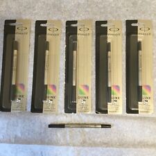 5 New Parker Quink Rollerball Refills Medium 0.7 Point W/ 1 Used Refill picture