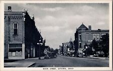 1940s Ottawa, Ohio Main Street Photo Postcard Classic Cars Great Detail picture