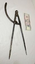 LARGE rare antique 18th century handmade solid wrought iron compass divider tool picture