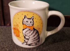 Vintage 1985 Gray Calico Cat Coffee Cup Mug Orange Chadwick Miller Inc. picture