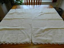 L-24 2 VINTAGE LUXURY PERCALE EMBROIDERED & CROCHETED PILLOW CASES MONOGRAM J picture