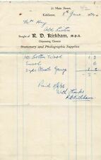 R. D. Kirkham Kirkliston 1934 Dispensing Chemist C.Wool & Gauze Receipt Rf 39170 picture