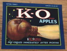 K-O Brand Apple Crate Label - Early Yakima - Blue - Extra Fancy picture