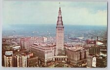 Public Square Terminal Tower Cleveland Ohio Aerial View Chrome Postcard 1960s picture