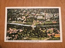 Postcard IA Iowa City Aeroplane Aerial View University Campus River picture