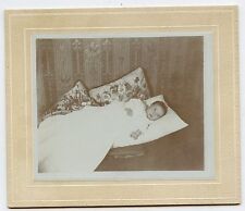 Antique Matted Photo - 5 Week Old Baby (Raymond) - Lying on Pillow, Long Gown  picture