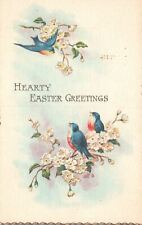 Vintage Postcard Hearty Easter Greetings Birds Flowers Wishes Card Souvenir picture
