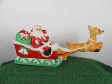 Vintage 1981 Carolina Enterprises Santa Sleigh Flying Reindeer Blow Mold picture