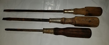 Vintage Wood Handle Screwdriver Lot of 3 picture