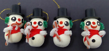 Group of 4 Vintage Made in Japan Foam/Felt Snowmen Holding Candy Cane Ornaments picture