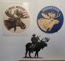 THEODORE ROOSEVELT on MOOSE STICKERS lot of 3 BULL MOOSE PARTY VARIETY PACK  picture