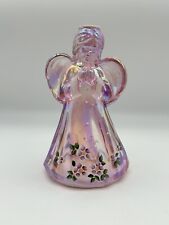 FENTON GLASS PINK ANGEL IRIDESCENT HAND PAINTED SIGNED WORKMAN 6.25” picture