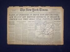 1940 MAY 21 NEW YORK TIMES - NAZIS AT PERONNE IN DRIVE TOWARD CHANNEL - NP 6494 picture