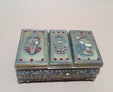 Vintage Heritage Metal Box, Steel Stainless With A Ornamented Golden Color That picture