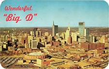 Wonderful Big D Dallas Texas Aerial View Chrome Postcard Posted 1963 picture