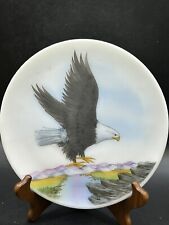 FENTON HAND PAINTED ALICE FARLEY CUSTARD GLASS PATRIOTIC AMERICAN EAGLE MOUNTAIN picture