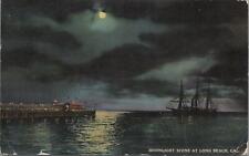 Postcard Moonlight Scene At Long Beach CA 1916 picture